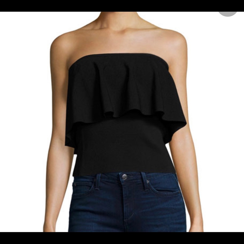 Milly Strapless Black Flounce Top